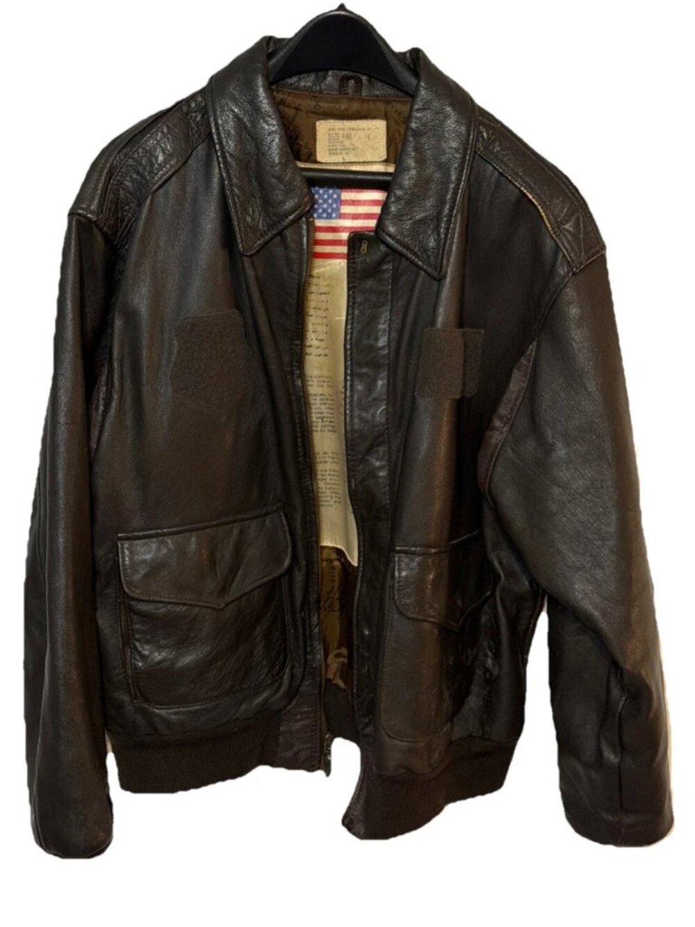 Vintage DSCP Avirex A-2 Flyers Jacket Mens 44R Brown Leather Bomber Aviator USAF